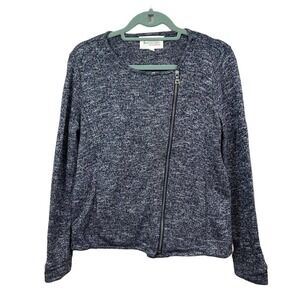 Turo by Vince Camuto Knit Sweater Women Size S Zip Long Sleeve Heathered Black‎